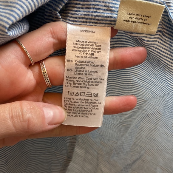 NWOT Madewell Side-Button Oversized Ex-Boyfriend Shirt In Stripe - Picture 9 of 9